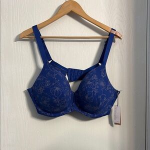 Ambrielle Royal Blue Floral Bra